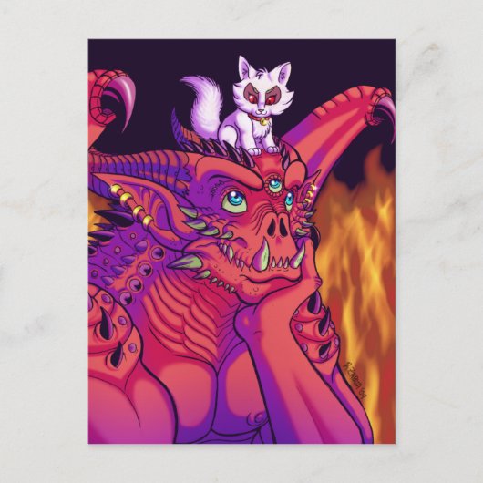 Een gargoyle en zijn huisdier briefkaart (Voorkant)