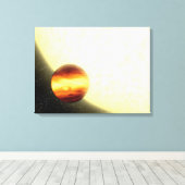 Een gasreusachtige planeet die heel dichtbij rondd canvas afdruk (Insitu (Houten vloer))