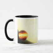 Een gasreusachtige planeet die heel dichtbij rondd mok (Links)