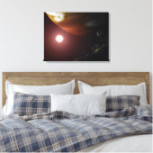 Een gasreuzenplaneet rond een rode dwergster canvas afdruk (Insitu (Slaapkamer))