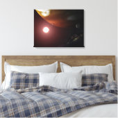 Een gasreuzenplaneet rond een rode dwergster canvas afdruk (Insitu (Slaapkamer))