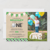 Eén gat | Golf 1st Birthday Par-t-shirt Foto Kaart (Voorkant)