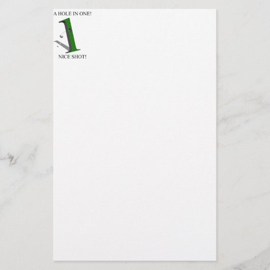 Een gat in één Golfbal Briefpapier (Voorkant)