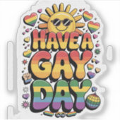 Een Gay Day LGBT Pride Maand Sticker (Voorkant)