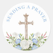Een gebed sturen | Gouden kruis Ronde Sticker (Voorkant)
