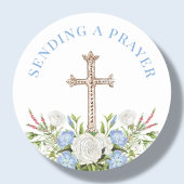 Een gebed sturen | Gouden kruis Ronde Sticker