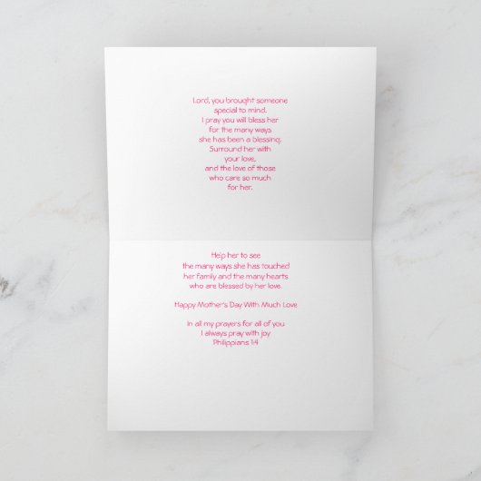 Een gebed van het Moederdag Kaart (Binnen)