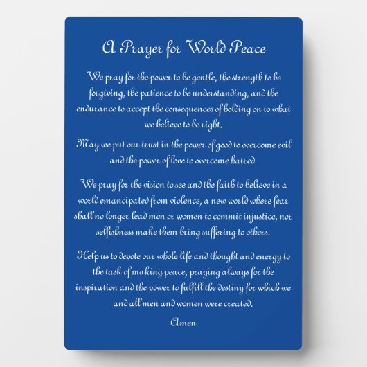Een gebed voor de wereldvrede fotoplaat (voorkant)