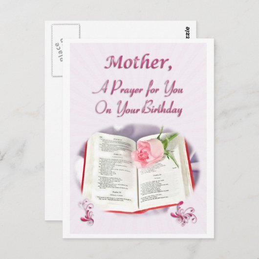 Een gebed voor een moeder op haar verjaardag briefkaart (Voorkant / Achterkant)