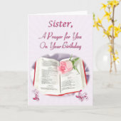 Een gebed voor een zuster op haar verjaardag kaart (Gele Bloem)