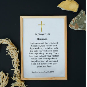 Een gebed voor kind Baptisme Religieus Christelijk Poster