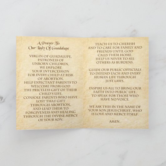 Een gebed voor onze dame van Guadalupe Kaart (Binnen)