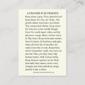 EEN GEBED VOOR PRIESTERS KATHOLIEKE RELIGIEUZE PLAATSKAARTJE (Achterkant)