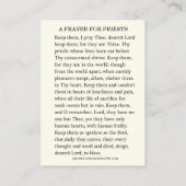 EEN GEBED VOOR PRIESTERS KATHOLIEKE RELIGIEUZE PLAATSKAARTJE (Achterkant)