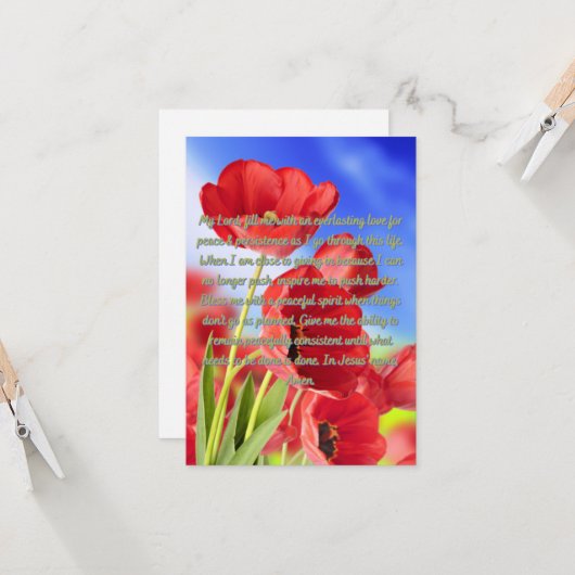 Een gebeden voor vrede en persistentie platte groe kaart (Voorkant / Achterkant in situ)