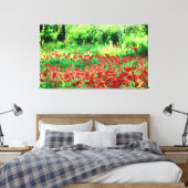 Een gebied met rode wilde bloemen canvas afdruk (Insitu (Slaapkamer))