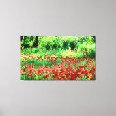 Een gebied met rode wilde bloemen canvas afdruk (Voorkant)