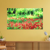 Een gebied met rode wilde bloemen canvas afdruk (Insitu (Woonkamer))
