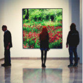 Een gebied met rode wilde bloemen canvas afdruk