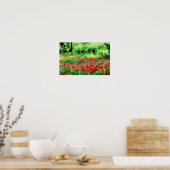 Een gebied met rode wilde bloemen poster (Keuken)