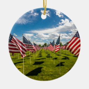 Een gebied van Amerikaanse vlaggen op viday Herden Keramisch Ornament