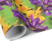 Een gebied van Paars en goud: Irises en Liles Cadeaupapier (Rol Hoek)