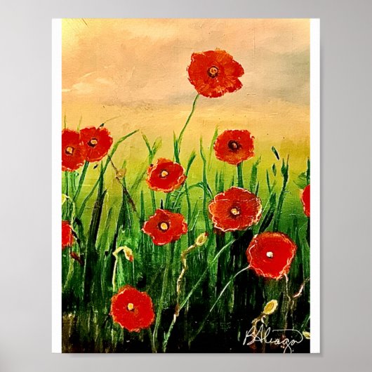 Een gebied van rode papavers poster (Voorkant)