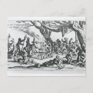 Een geboorte in een zigeunerkamp briefkaart