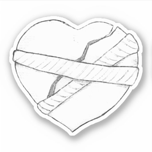 Een Gebroken Hart Herstellen Schets Sticker (Voorkant)