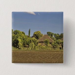 Een gecultiveerd veld voor rieten daken huizen vierkante button 5,1 cm