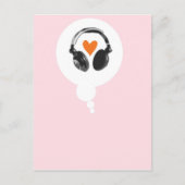 Een gedachtenbel met een hart en een hoofdtelefoon briefkaart (Voorkant)