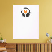 Een gedachtenbel met een hart en een hoofdtelefoon canvas afdruk (Insitu (Woonkamer))