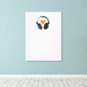 Een gedachtenbel met een hart en een hoofdtelefoon canvas afdruk (Insitu (Houten vloer))
