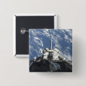 Een gedeeltelijk uitzicht van Space Shuttle Atlant Vierkante Button 5,1 Cm (Voorkant /achterkant)