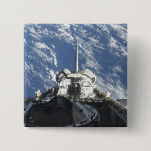 Een gedeeltelijk uitzicht van Space Shuttle Atlant Vierkante Button 5,1 Cm