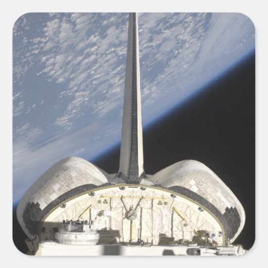 Een gedeeltelijk uitzicht van Space Shuttle Endeav Vierkante Sticker (Voorkant)