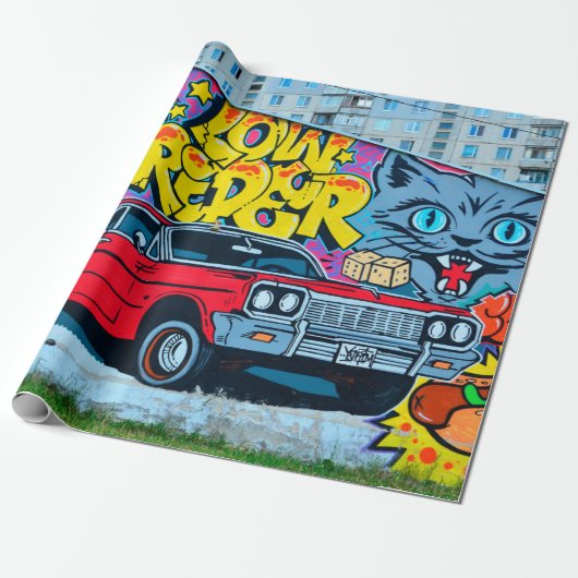 Een gedetailleerd afbeelding graffiti tekening. Co Cadeaupapier (Uitgerold)