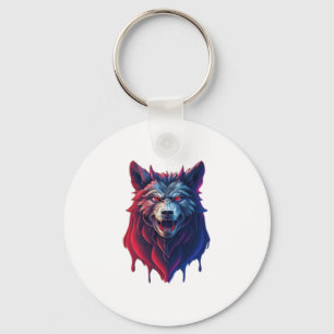Een gedetailleerde illustratie gezicht kwade ninja sleutelhanger