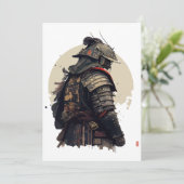 Een gedetailleerde samurai-illustratie feestdagenkaart (Staand voorkant)