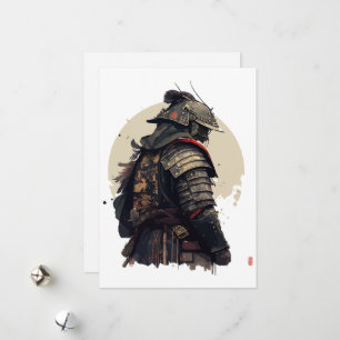 Een gedetailleerde samurai-illustratie feestdagenkaart