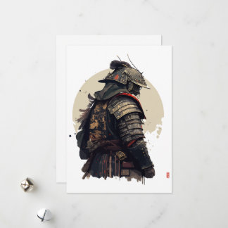 Een gedetailleerde samurai-illustratie feestdagenkaart