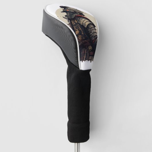 Een gedetailleerde samurai-illustratie golfheadcover (Schuin)