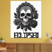 Een gedetailleerde schedel versierd met ingewikkel canvas afdruk (Insitu (Woonkamer))