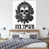 Een gedetailleerde schedel versierd met ingewikkel canvas afdruk (Insitu (Slaapkamer))