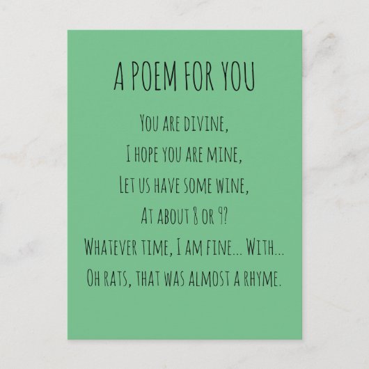 Een gedicht voor jou briefkaart (Voorkant)