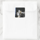 Een gedoceerd Soyuz-ruimtevaartuig Vierkante Sticker (Tas)