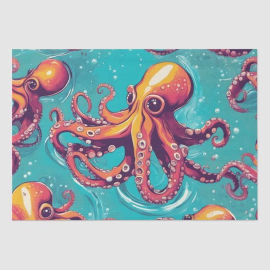 Een gedurfde Pop Art Octopus Decoupage Design Tissuepapier (Voorkant)