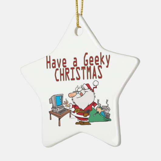 een geeky kerst santa computer tech keramisch ornament (Links)
