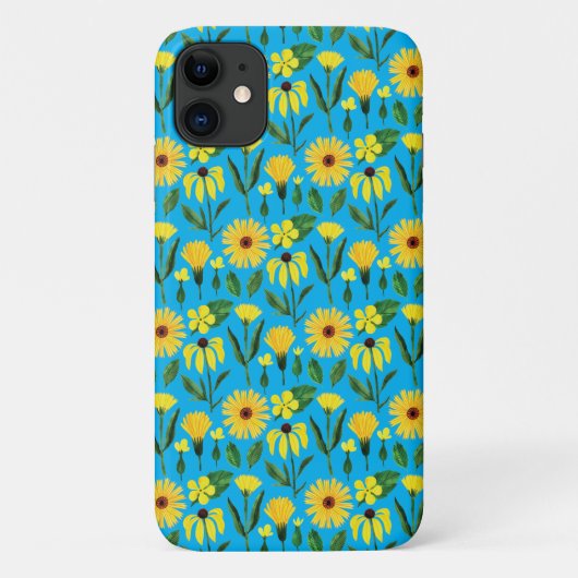 een geel maisieontwerp op aqua Case-Mate iPhone case (Achterkant)