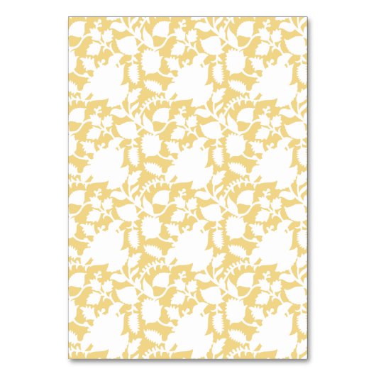 Een geel tapijt met een zich herhalend motief lijk kaart (Voorkant)